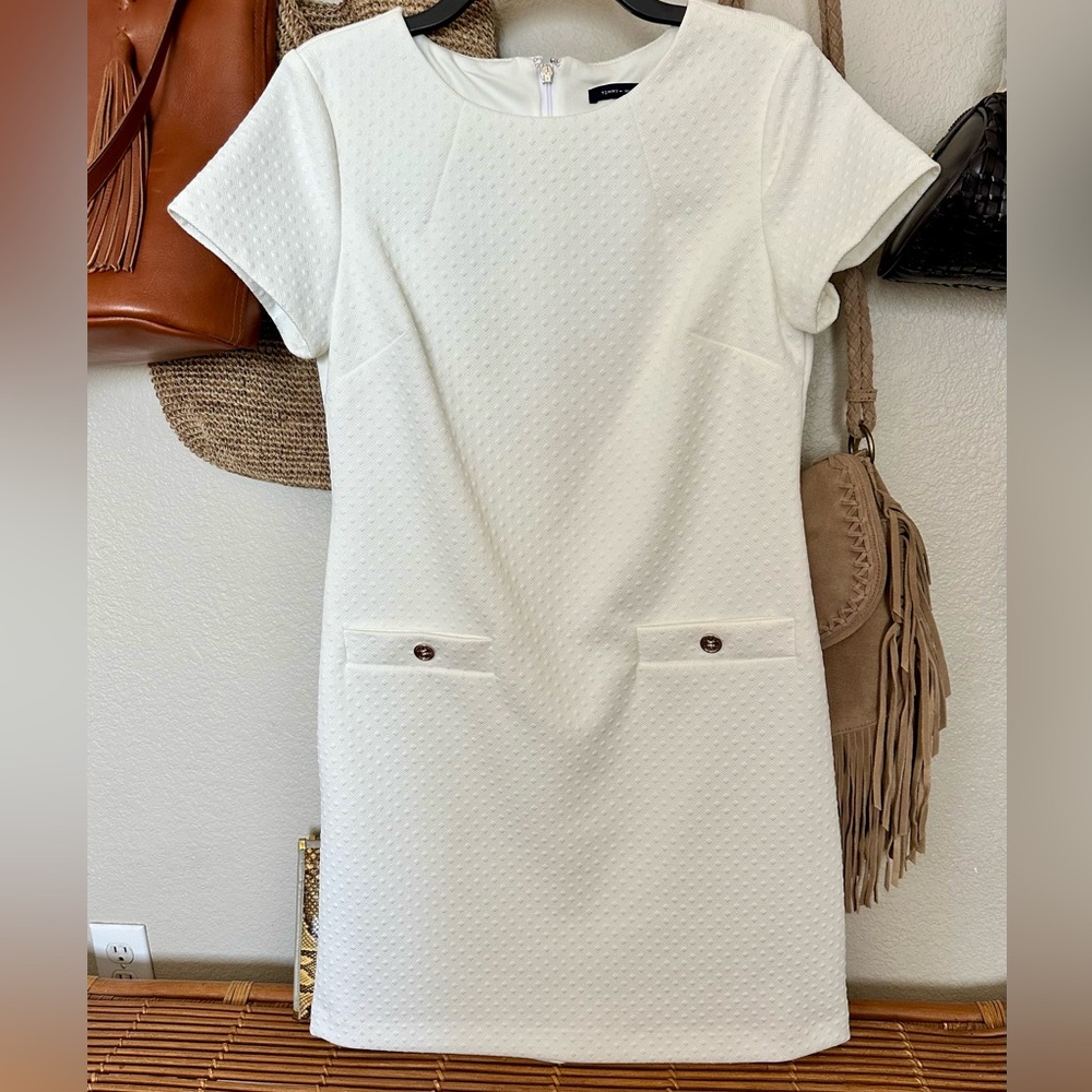 Tommy Hilfiger White Sheath Mini Dress in cozy cotton blend 6